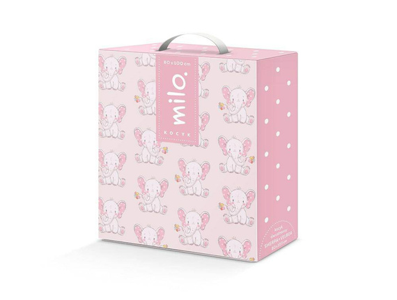 Milo sherpa słonik kocyk włochacz dwustronny różowy