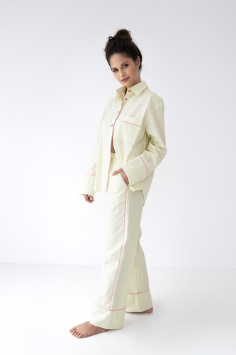 Piżama damska Sensis Raven limonkowa – bawełniana, koszula + spodnie