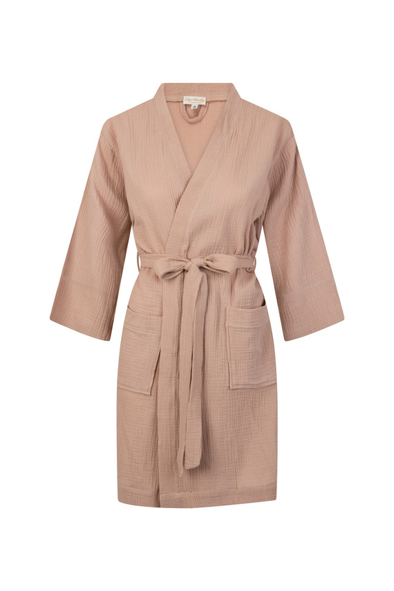 Mila Szlafrok damski muślinowy ByShelly - beżowy