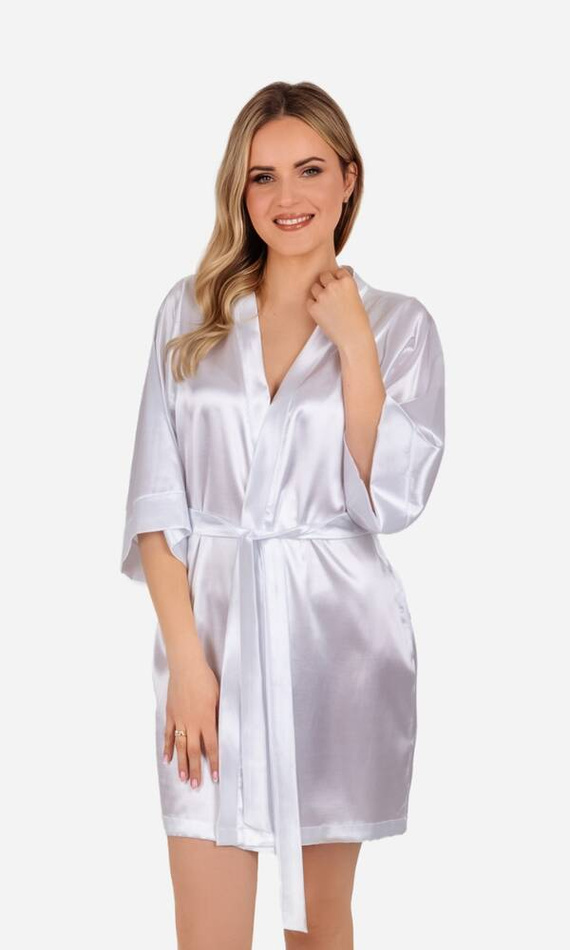 Vesna Szlafrok damski satynowy ByShelly - biały