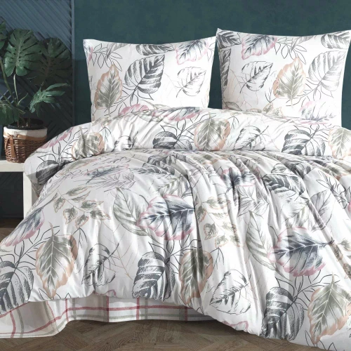 31505/1 Pościel flanelowa liście Darymex biały