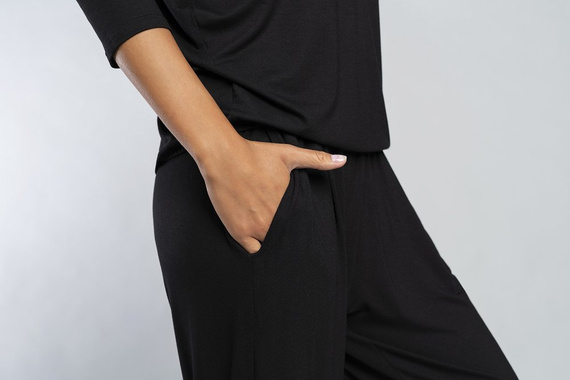 Styl Komplet Damski 3/4rękaw, dł.spodnie Italian Fashion czarny