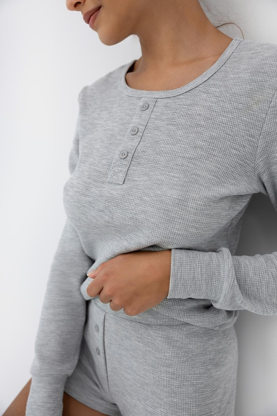 Brittany Piżama damska Sensis szara – długi rękaw i szorty