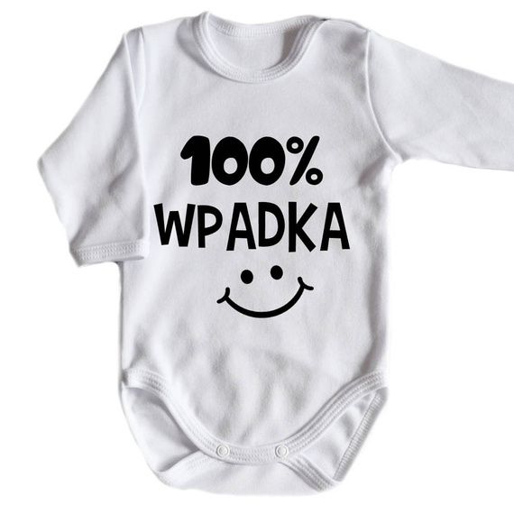 "100% WPADKA" Moocha body długi rękaw biały 