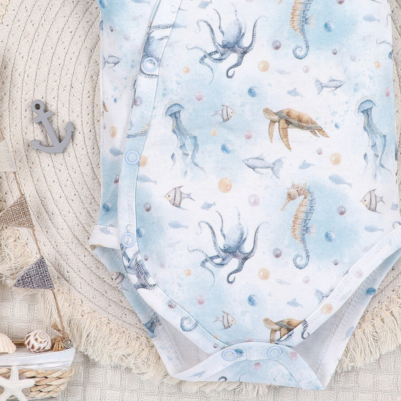 ABN-5443 Sea Of Joy Body kopertowe z krótkim rękawem Nini – bawełna organiczna, dla niemowląt