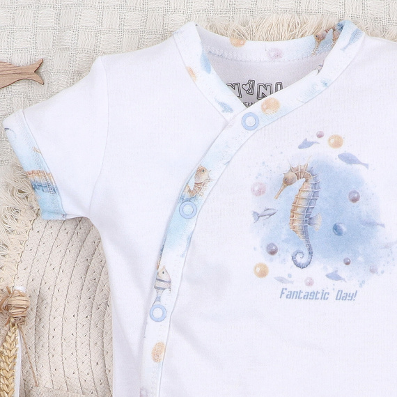ABN-5444 Sea Of Joy Body kopertowe z krótkim rękawem Nini – bawełna organiczna, dla niemowląt