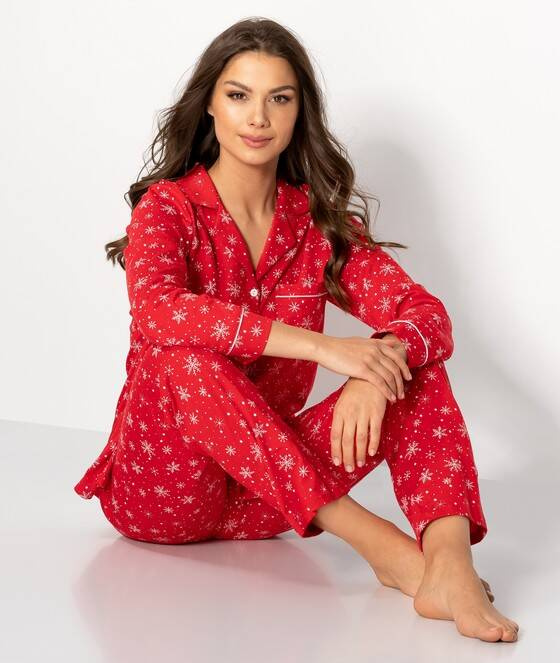 Letters To Santa piżama świąteczna rozpinana Momenti Per Me red