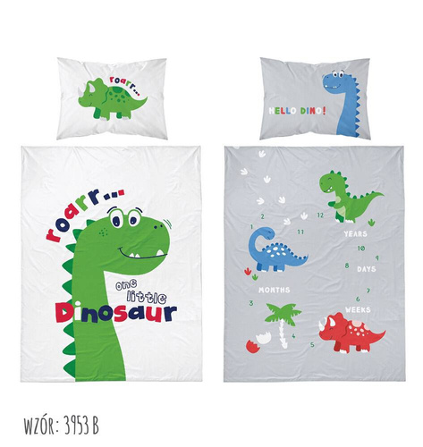 3953 B Mayamoo 105 Pościel bawełniana do łóżeczka dinozaur Detexpol zielony 