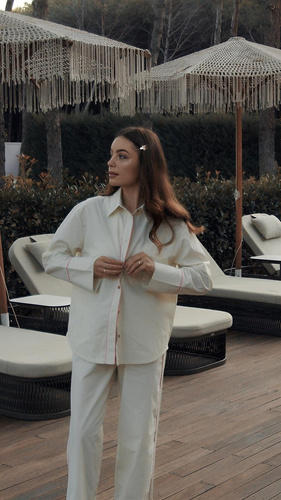 Piżama damska Sensis Raven limonkowa – bawełniana, koszula + spodnie