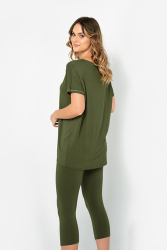 Natura Piżama Damska krótki rękaw, 3/4 spodnie Italian Fashion - khaki