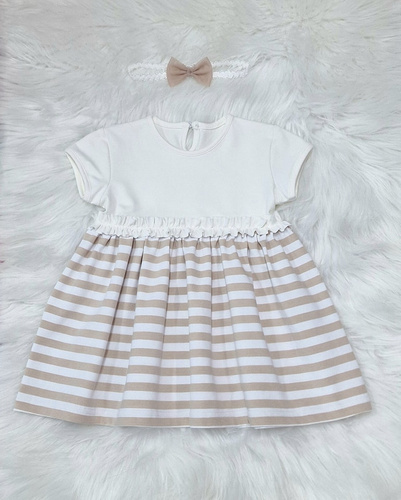 Oleńka Sukienka krótki rękaw Bambarillo beżowy