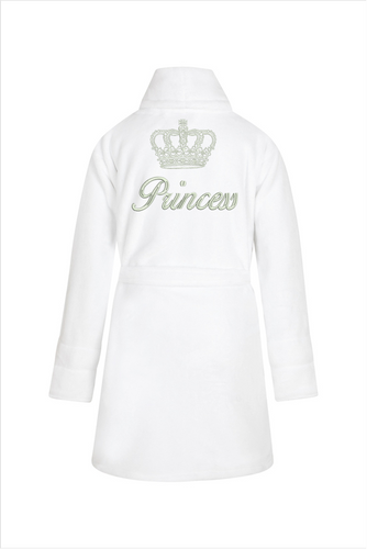 Princess + korona Szlafrok dziecięcy polarowy ByShelly - biały/srebrny