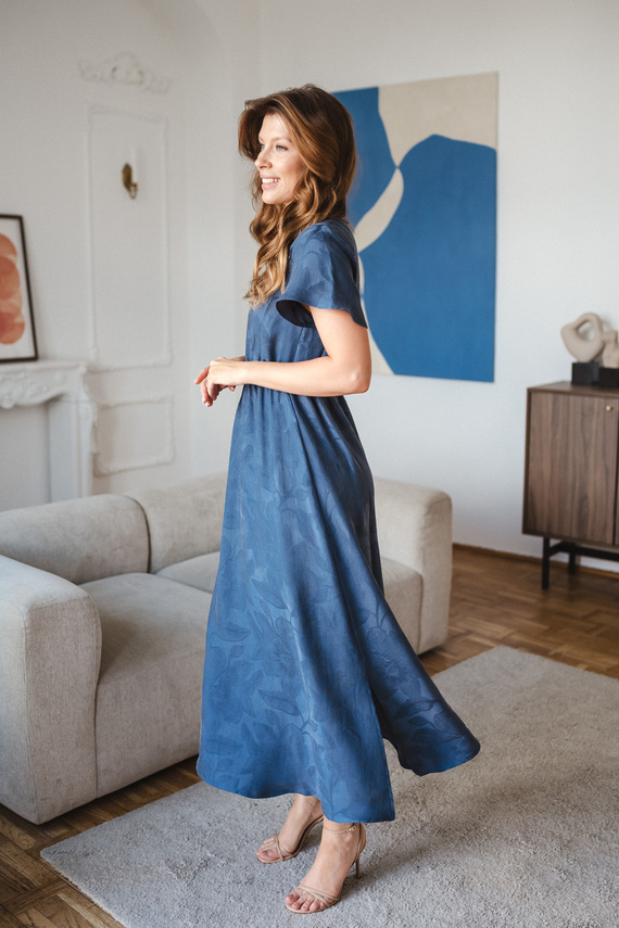 Lovely Dress Midi Milk&Love sukienka ciążowa i do karmienia granatowa w groszki