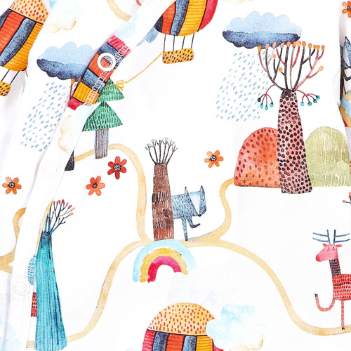 ABN-4036/LAS Kolorowy Las Body kopertowe z bawełny organicznej Nini druk