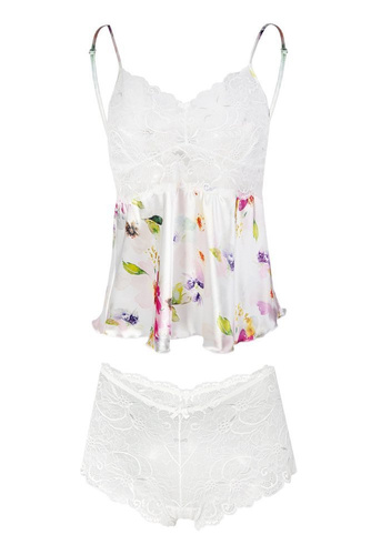 Flowers Komplet piżama damska DKaren DK-KA 008 czarny