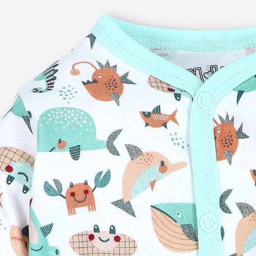 ABN-4093/MOR Morskie Zwierzątka Pajacyk z bawełny dla chłopca Nini druk