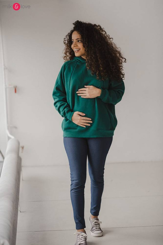 Motherhood Milk&Love bluza do karmienia oversize butelkowa zieleń