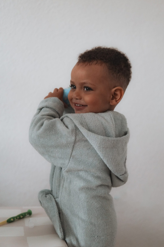 Szlafrok dziecięcy z kapturkiem Ultra Soft Yosoy - szałwiowy