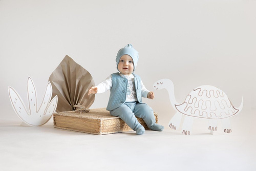 "Slow Life" Pinokio Wiązana Czapka niemowlęca - niebieski