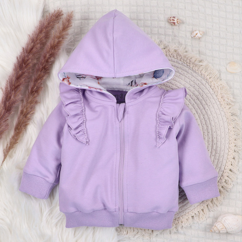 ABN-5488 Underwater World Bluza dresowa Nini– bawełna organiczna, fioletowa, suwak, kaptur