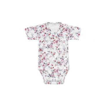 "Rose" Body rozpinane z krótkim rękawem dla dziewczynki Terjan - white rose