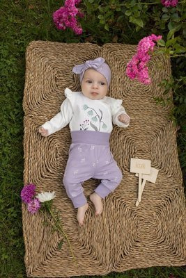 "My Garden" Pinokio Legginsy niemowlęce - fiolet druk