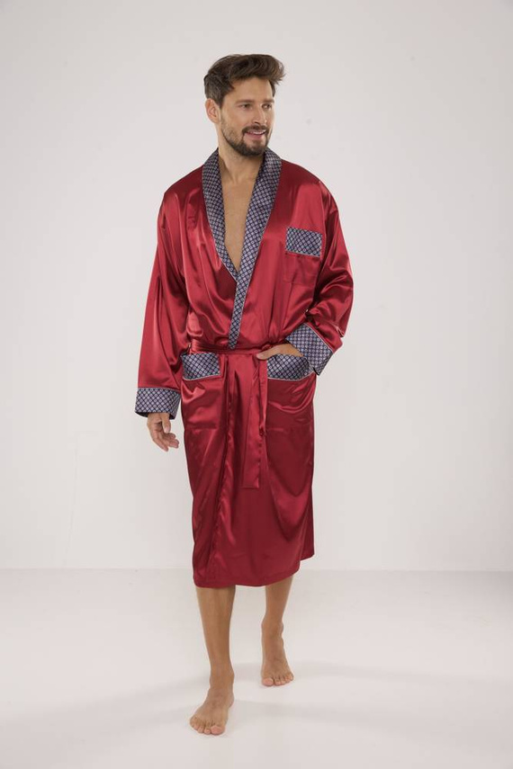 940 Satyna szlafrok męski Forex - bordo