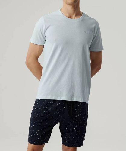 NMP-385  Piżama męska krótki rękaw, Atlantic- jasny niebieski