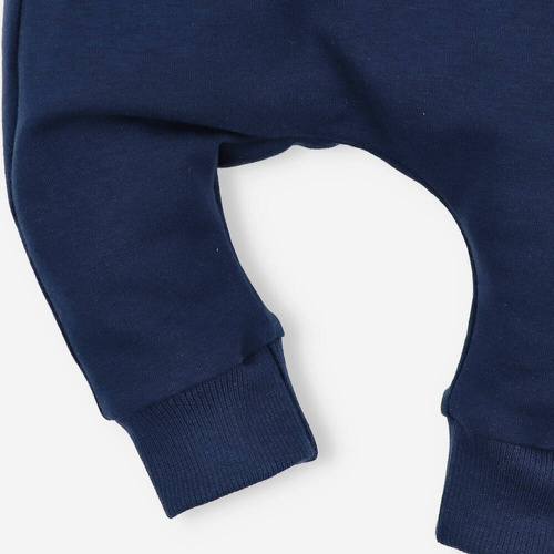 ABN-4517/GRA Spodnie dresowe kieszonka z bawełny organicznej Nini granatowy