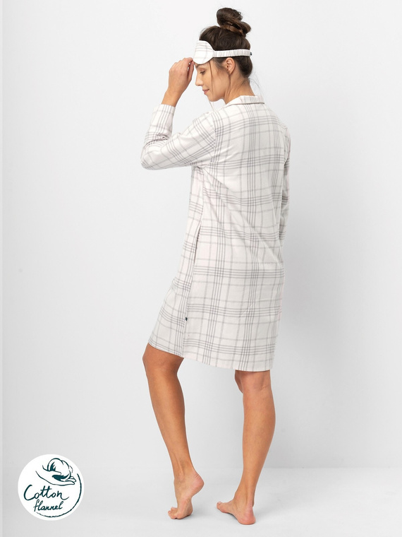 Koszula damska Key LND 401 jasny róż– flanela bawełniana, długi rękaw, guziki