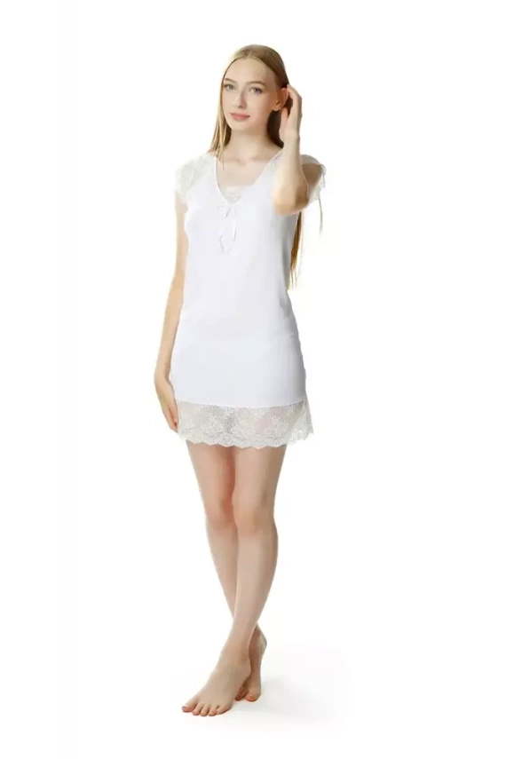 6120 Alize halka koszula nocna damska Mewa biały