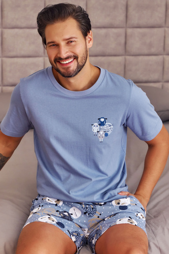 7207 Piżama Męska Doctor Nap - sheep (niebieski)