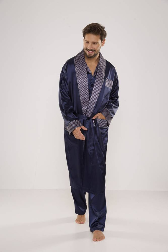 939 Piżama Męska Satyna-granatowy