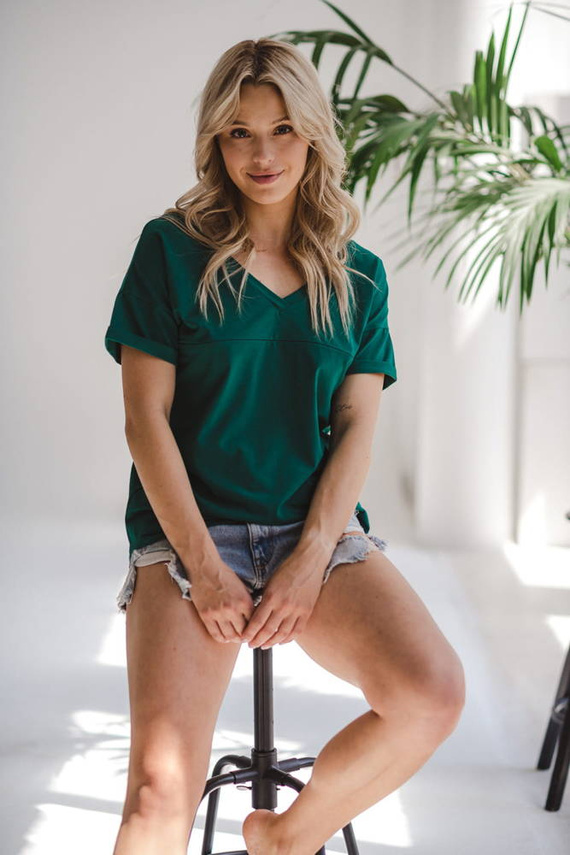 Bluzka ciążowa i do karmienia M-Shirt V-neck Milk&Love butelkowa zieleń