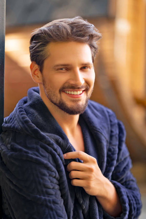 Zygmunt Szlafrok męski z kapturem Italian Fashion- granatowy