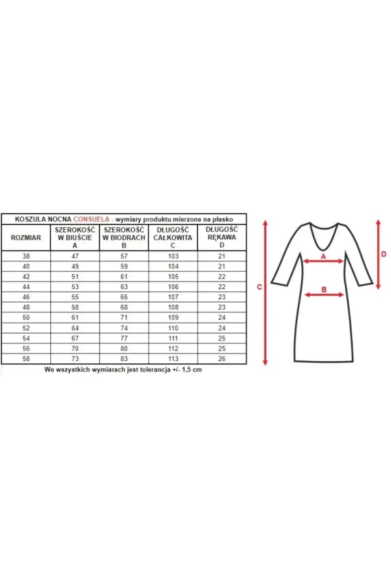 6127 Consuela koszula nocna damska Mewa burgundowy