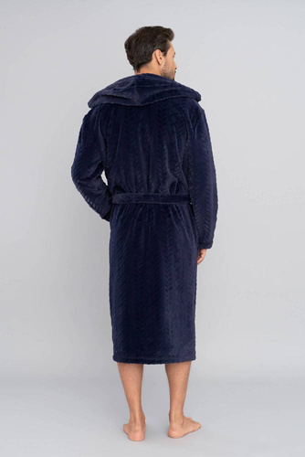 Zygmunt Szlafrok męski z kapturem Italian Fashion- granatowy 
