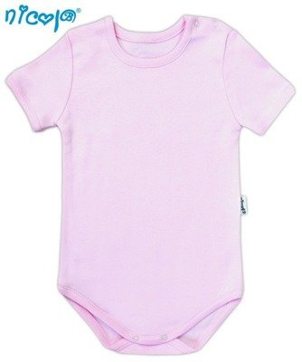 009 04 Body niemowlęce z krótkim rękawem "Basic" Nicol - różowy