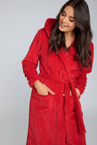 Zala Szlafrok damski polarowy Italian Fashion - czerwony