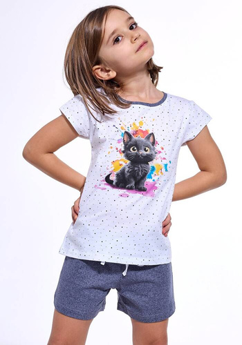 245/109 246/109 Black Cat Piżama dziewczęca Cornette biały