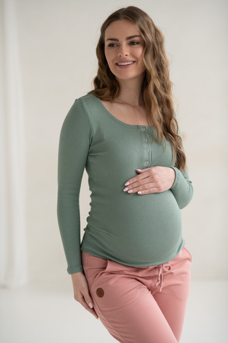 Bluzka ciążowa i do karmienia Tummy Milk&Love wiskoza szałwia