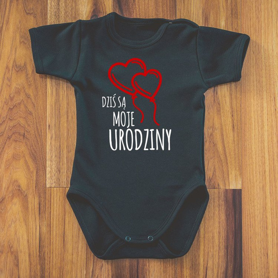 Body krótki rękaw "Dziś są moje urodziny" Moocha białe