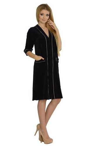 974 / 352 Welur Szlafrok damski Forex - granat