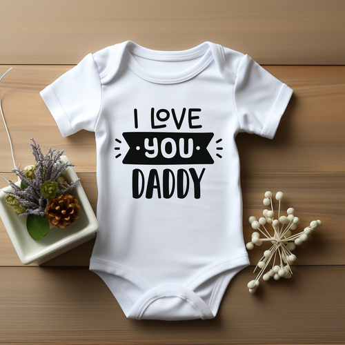 "I love You DADDY" Moocha Body krótki rękaw biały