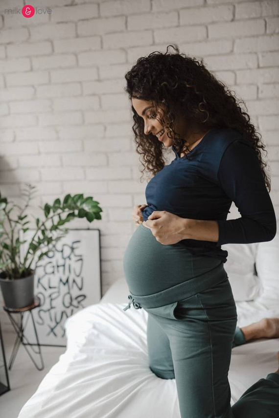 Spodnie Milk&Love dresowe ciążowe morska zieleń