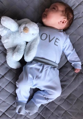 Półśpiochy bawełniane LOVE Terjan- niebieskie