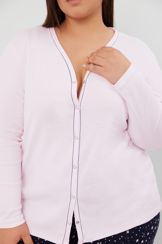 Libra Piżama Damska rozpinana długi rękaw i spodnie Italian Fashion - różowy/druk