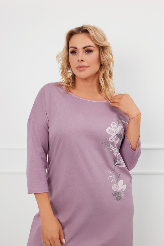 Ibena koszula nocna, rękaw 3/4 Italian Fashion - wrzosowy