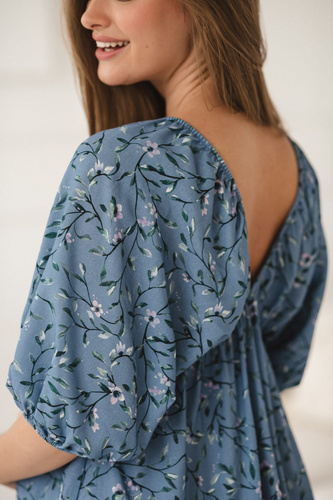 Milk Sun Sukienka ciążowa i do karmienia Milk&Love niebieska w kwiatuszki