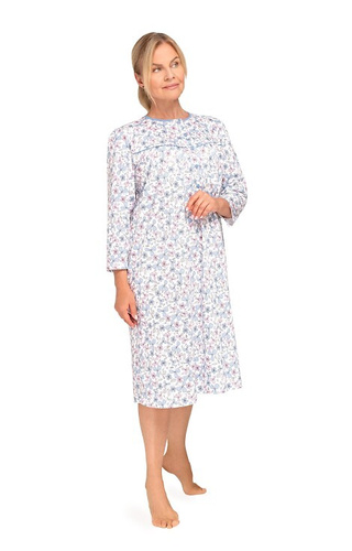 204 Bogna II Koszula nocna damska Martel 30 niebiesko- różowy – bawełna, długi rękaw, rozpinana